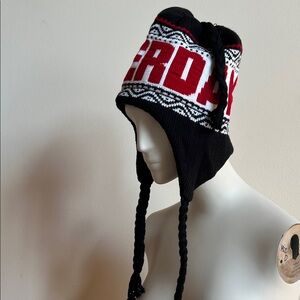 Amsterdam winter hat with ear flaps Stylish Knit Women's Hat with braided ties